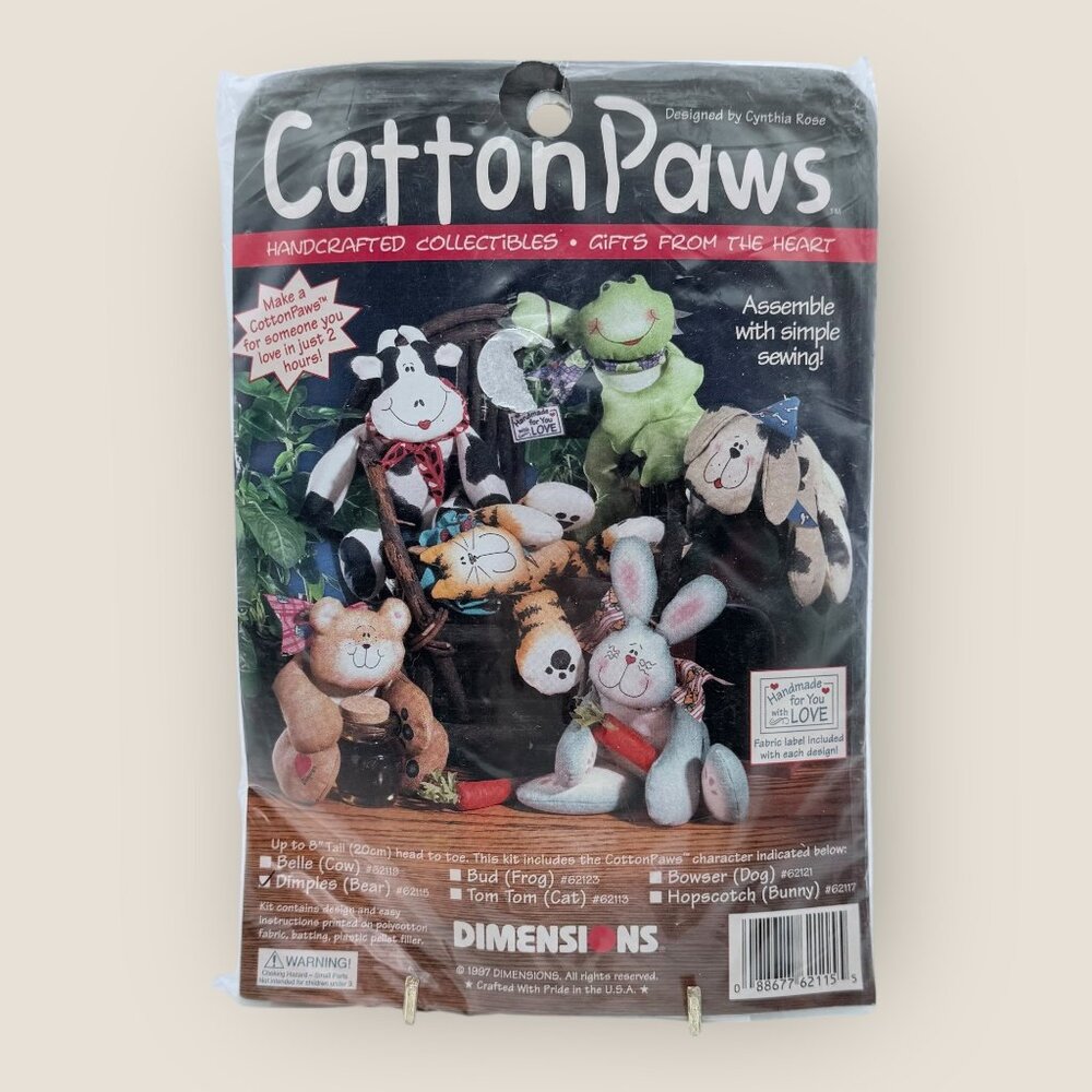 Cotton Paws Handcrafted Collectibles Gift Kit Dimples the Bear 62115